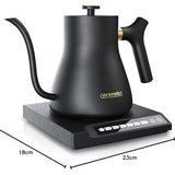 Arendo - Edelstahl Wasserkocher Schwanenhals mit Temperatureinstellung - 40° bis 100° - Warmhaltefunktion 30 Minuten – 0,5 Liter – Sensortasten – 360° Basis - Retro Design - Schwarz