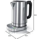 3000 Watt Edelstahl Wasserkocher mit Temperaturstufen - 4 wählbare Temperatureinstellungen - Warmhaltefunktion 30min - 3000W Leistungsaufnahme Schnellkoch Wasserkocher - integrierter Kalkfilter