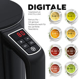 BALTER Edelstahl Wasserkocher mit Temperatureinstellung, 40°C-100°C, Doppelwand, BPA frei, leise & kabellos, Kettle, Teekocher mit Temperaturwahl, 1.5L, 2200W, Schwarz